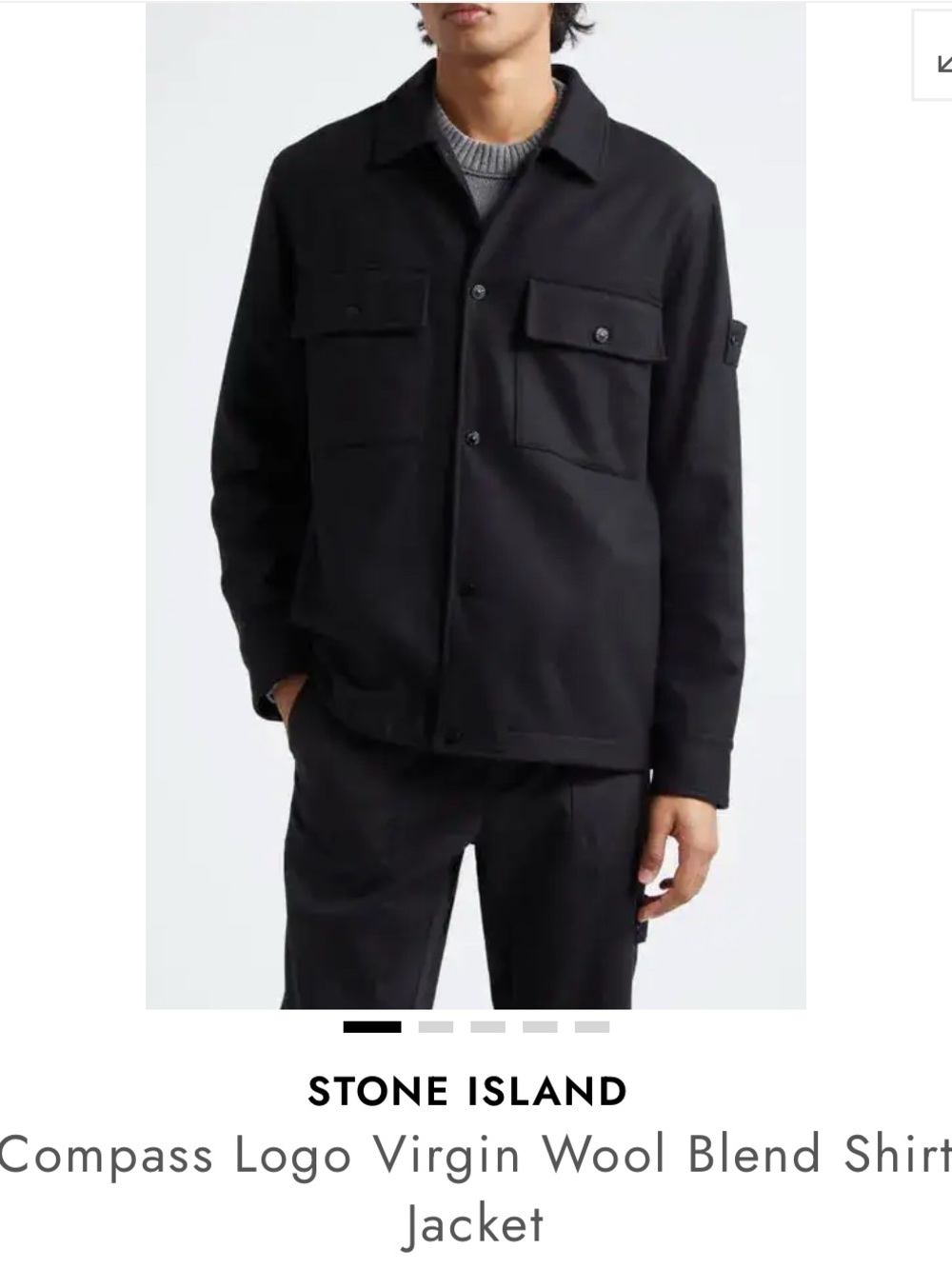 Stone Island Black Lightweight Wool-Blend Shirt Jacket
